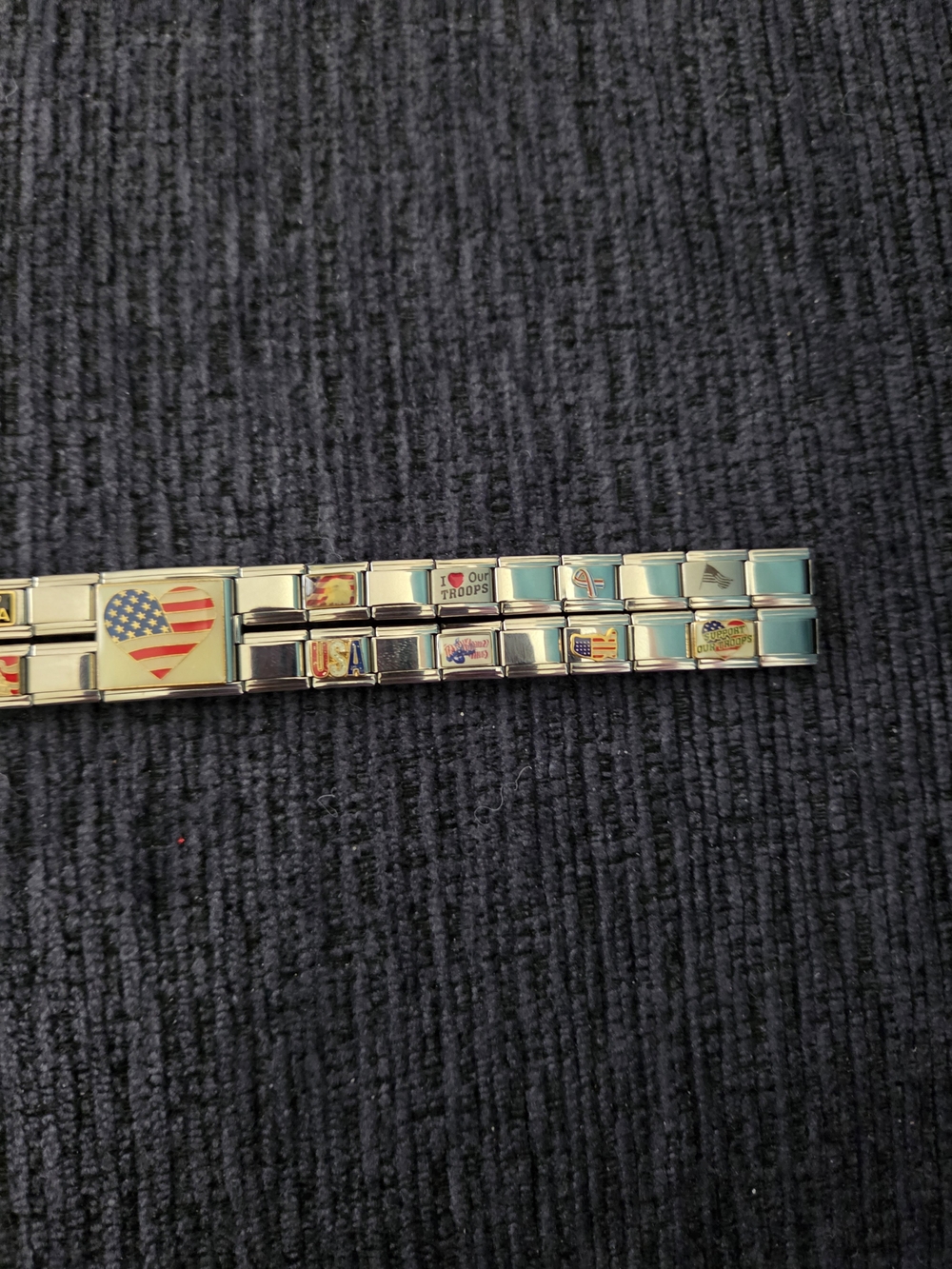 Italian Charm Bracelet American Flag Heart Stretch Bracelet - Picture 4 of 8